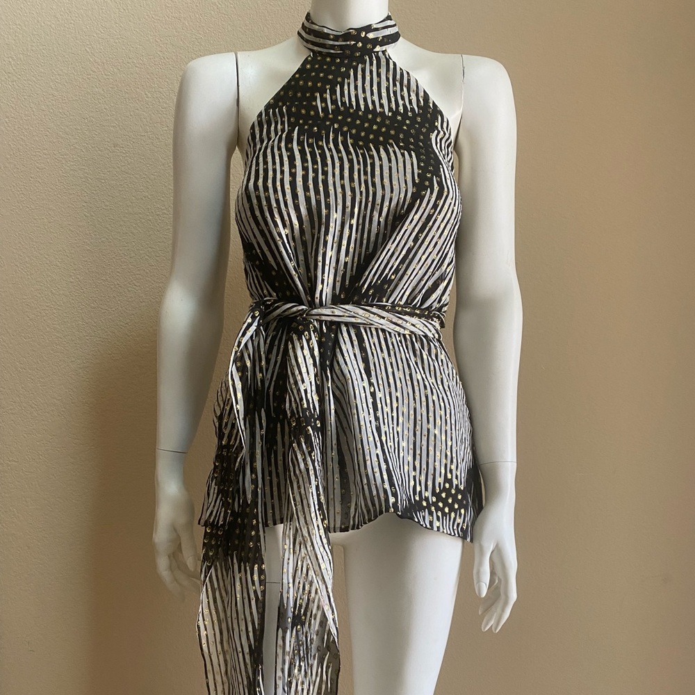 Gucci authentic halter wrap around silk chiffon top